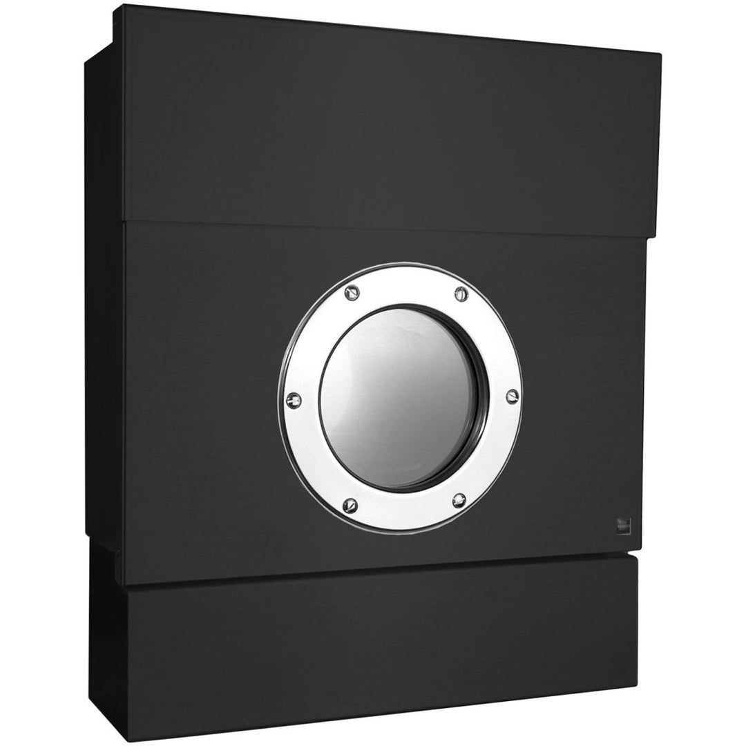 Radius Design Briefkasten Letterman 2 schwarz (RAL 9005), Zeitungsrolle, Sichtfenster und Schloss, W