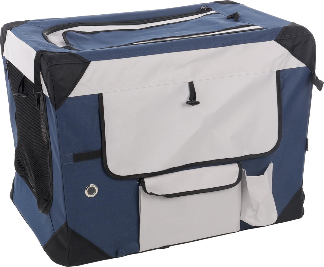 Flamingo Transportkäfig Geronimo blau 52x70x52cm - Verstärkter und Faltbarer Rahmen - Herausnehmbare