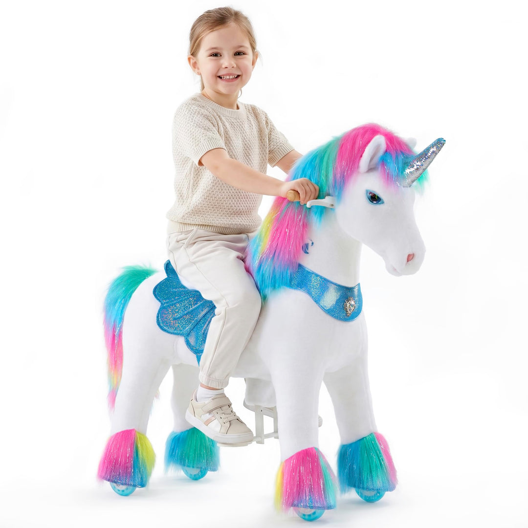 PonyCycle Einhorn Spielzeug für Kinder 4–7 Jahre, REIT-Einhorn Hochwertig mit Bremse, Advanced Model