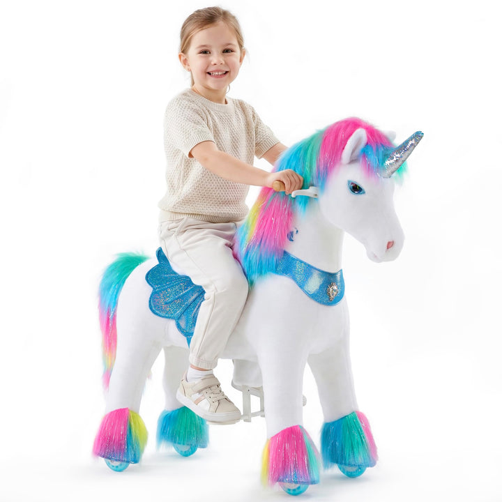 PonyCycle Einhorn Spielzeug für Kinder 4–7 Jahre, REIT-Einhorn Hochwertig mit Bremse, Advanced Model