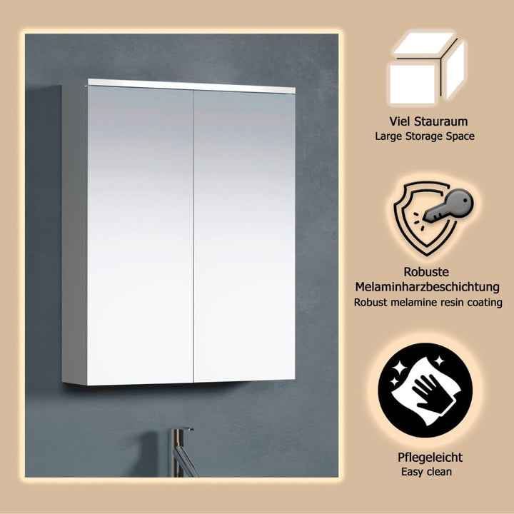 trendteam smart living - Spiegelschrank Spiegel - Badezimmer - Wons - Aufbaumass (BxHxT) 60 x 78 x 1