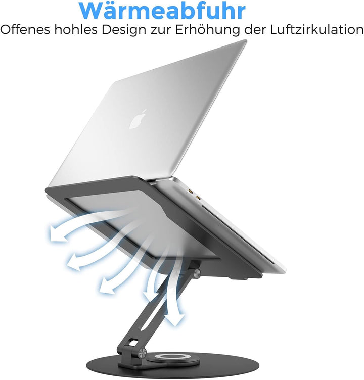 Epherie Laptop Ständer mit 360° drehbarem rundem Basis, Höhenverstellbarer ergonomischer Laptopständ