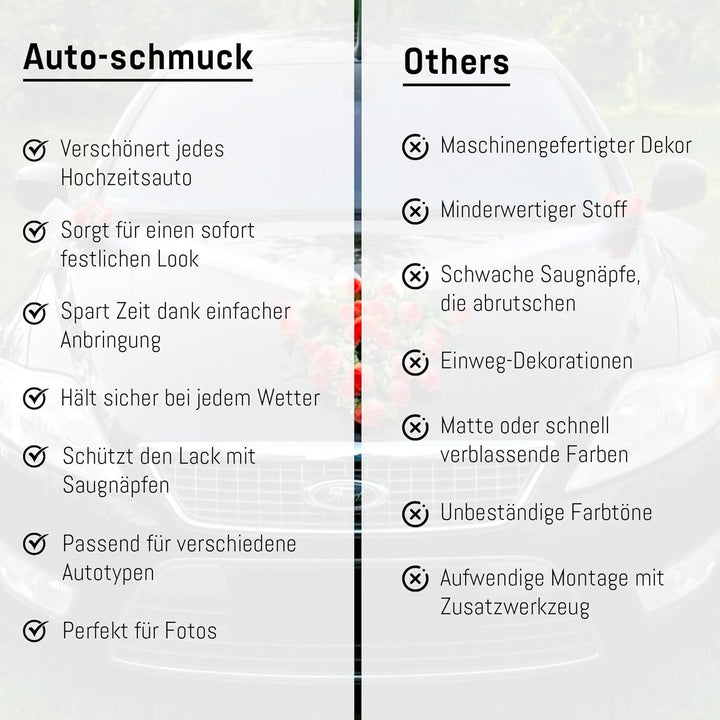Spitze STRAUss Auto Schmuck Braut Paar Rose Deko Dekoration Autoschmuck Hochzeit Car Auto Wedding De