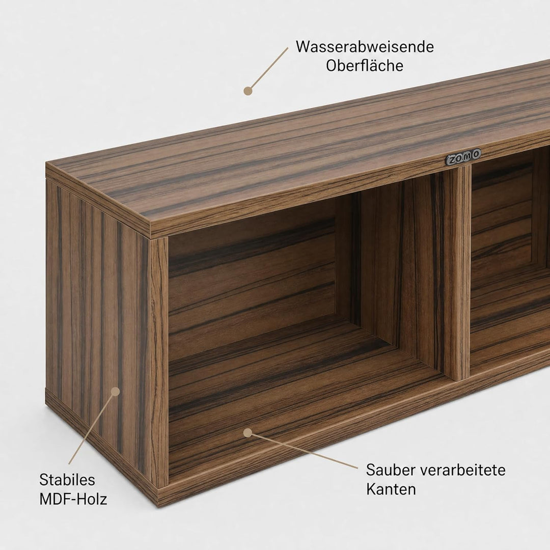Zomo VS-Box 7/200 Vinyl Aufbewahrung für 200–240 Singles - 7 Zoll - 705 x 200 x 230 mm - Zebrano - M