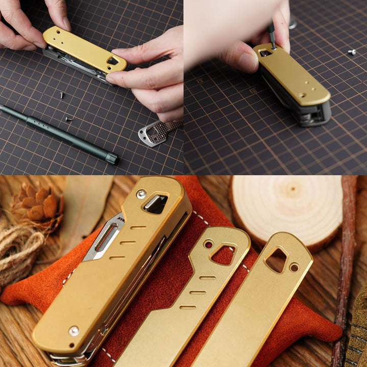 HorixGear 1 Paar Handle Patch Custom Messing Skalen für T4 Multitool (Messing) Brass, Brass