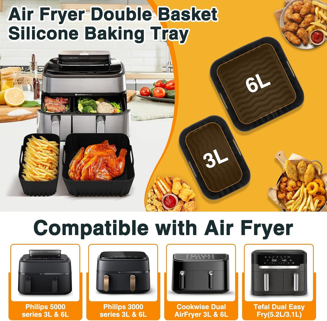 28 Stück Airfryer Zubehör,Heissluftfritteuse Zubehör Set für Philips Dual Basket Airfryer 3000/5000
