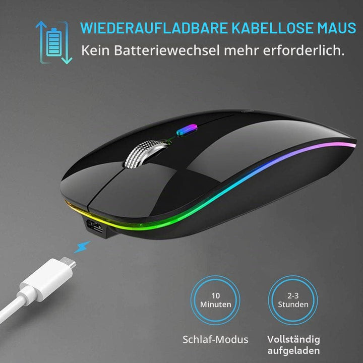Uiosmuph Bluetooth Maus Kabellose, LED Funkmaus wiederaufladbar Leise Wireless Mouse 2.4GHz Kabellos