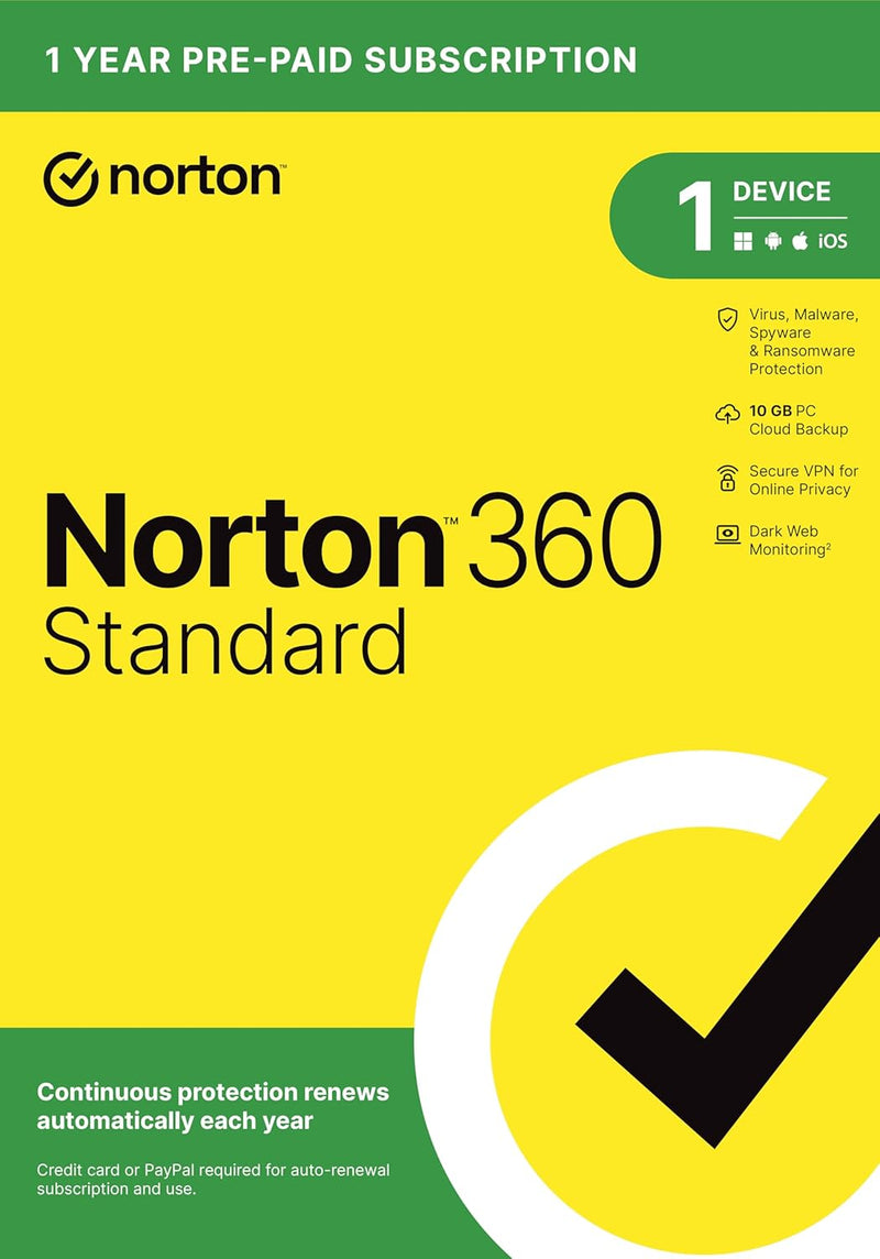 Norton 360 Standard, 2023 Ready, Antivirus Software für 1 Gerät mit Auto Renewal - Inklusive VPN, PC