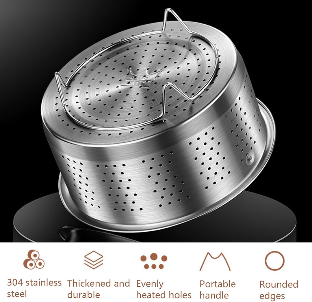 Dampfkorb Einsatz,Edelstahl Dampfgarer Dampfeinsatz für topf, Dünsteinsatz Dampfgarer Topf mit Griff