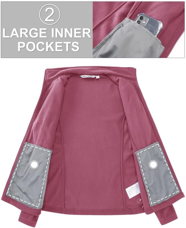 Outdoor Ventures Damen Fleecejacke mit Durchgehendem Reissverschluss Stehkragen Frauen Leichte Fleec