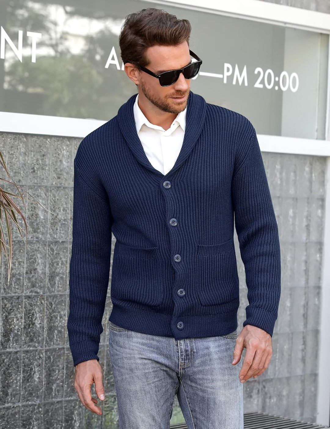 iClosam Strickjacke Herren Cardigan V Ausschnitt Pullover Jacke Mit Knöpfen Leichte Strickjacken Win