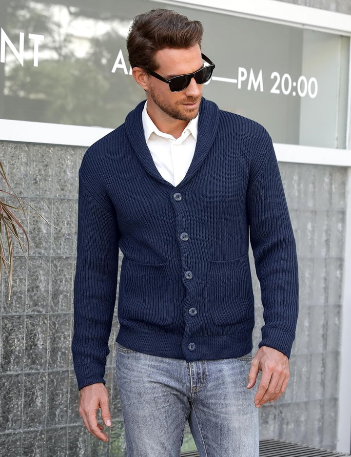 iClosam Strickjacke Herren Cardigan V Ausschnitt Pullover Jacke Mit Knöpfen Leichte Strickjacken Win