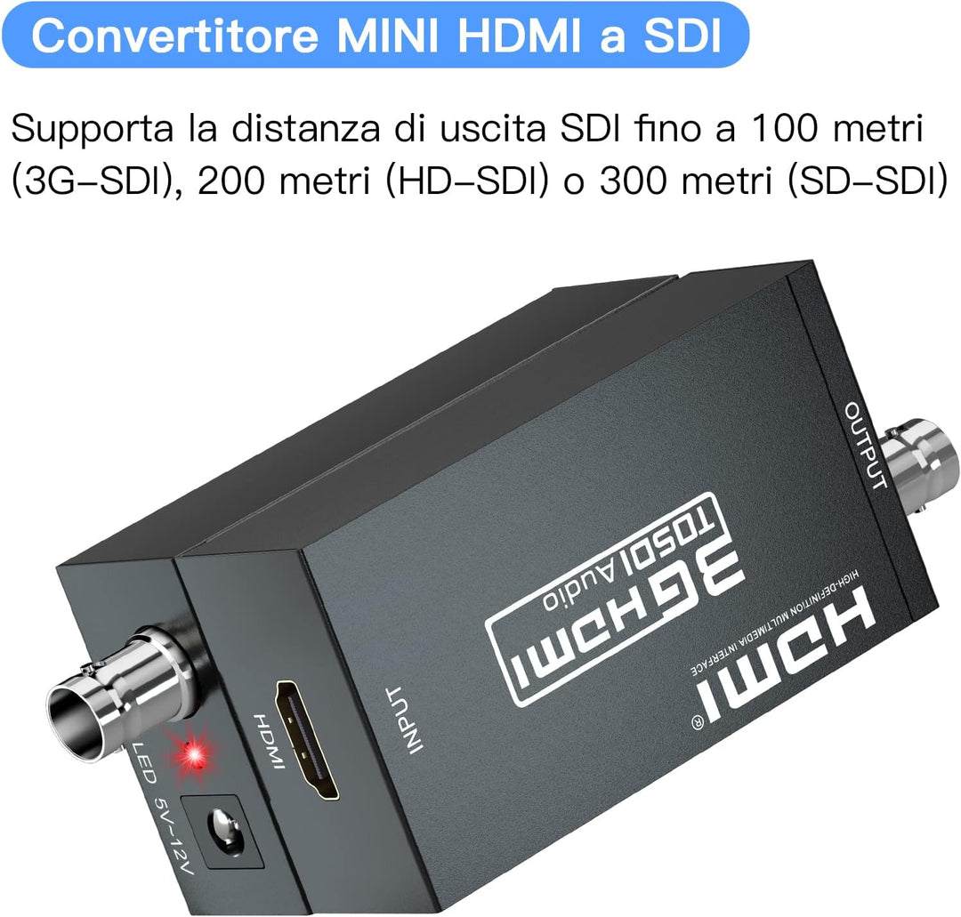 SHUITING HDMI zu SDI Konverter, HDMI zu 3G-SDI/HD-SDI, HDMI Eingang SDI Ausgang Adapter Unterstützun