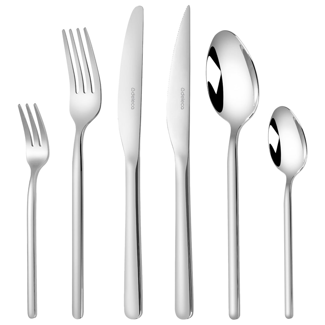 Besteckset 6 Personen Amor, 36-teilig, Edelstahl 18/0 Silber, spülmaschinenfest und rostfrei, Essbes