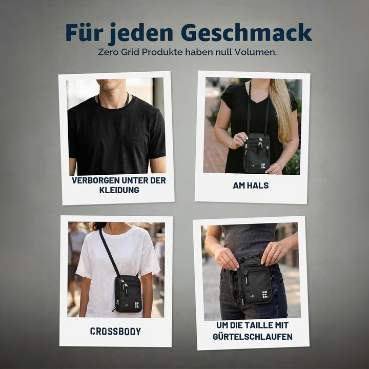 Brusttasche Brustbeutel mit RFID Blocker Reisegeldbeutel Reisedokumententasche EINWEG Einheitsgrösse