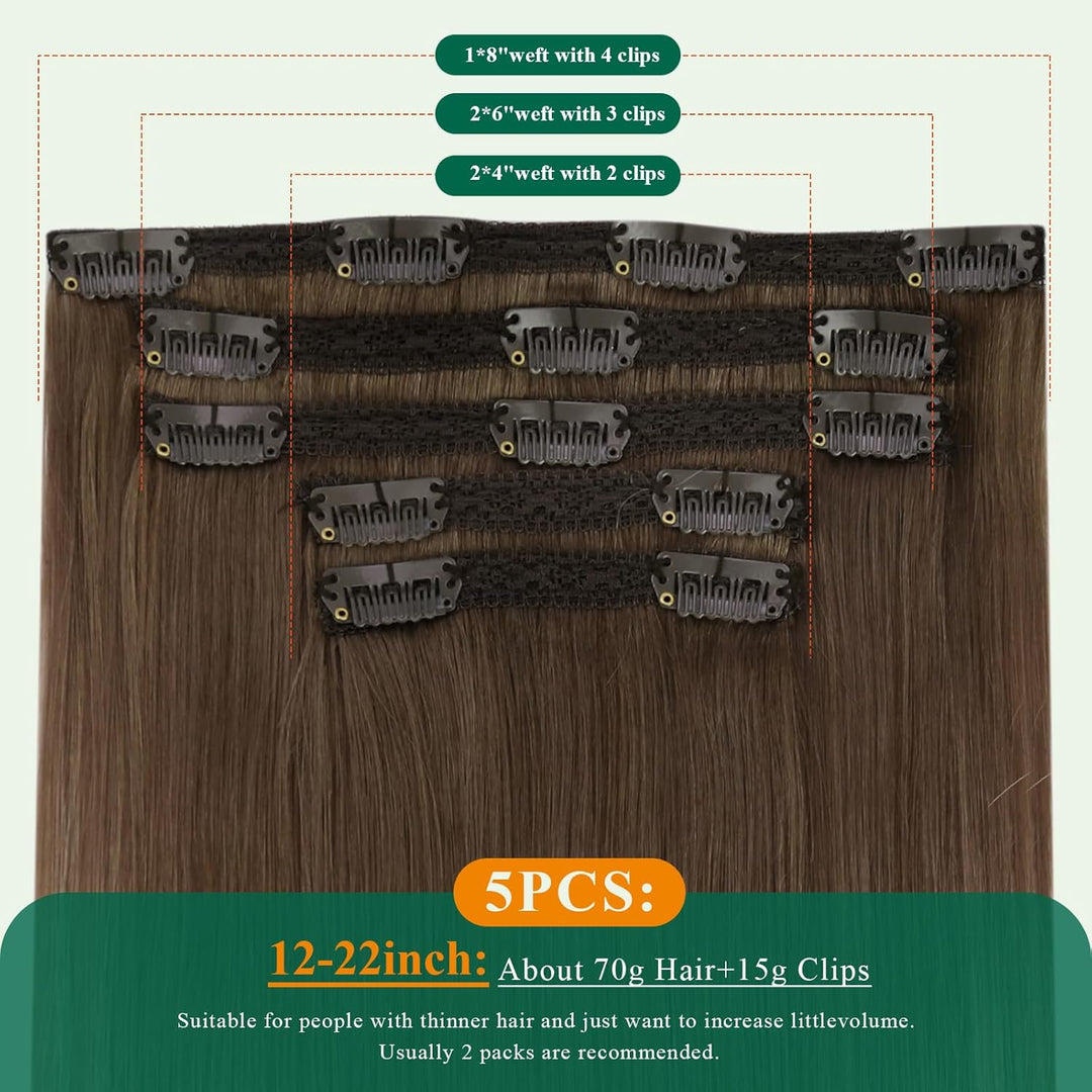 Easyouth Clip in Extensions Echthaar Balayage Clip Extensions Remy Echthaar Clip in Haarverlangerung