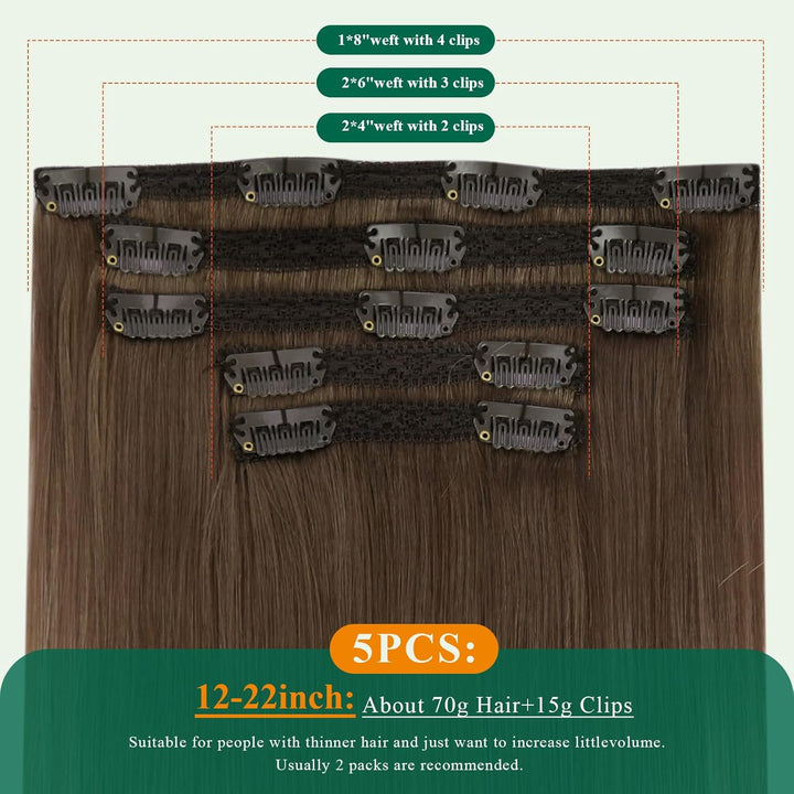 Easyouth Clip in Extensions Echthaar Balayage Clip Extensions Remy Echthaar Clip in Haarverlangerung