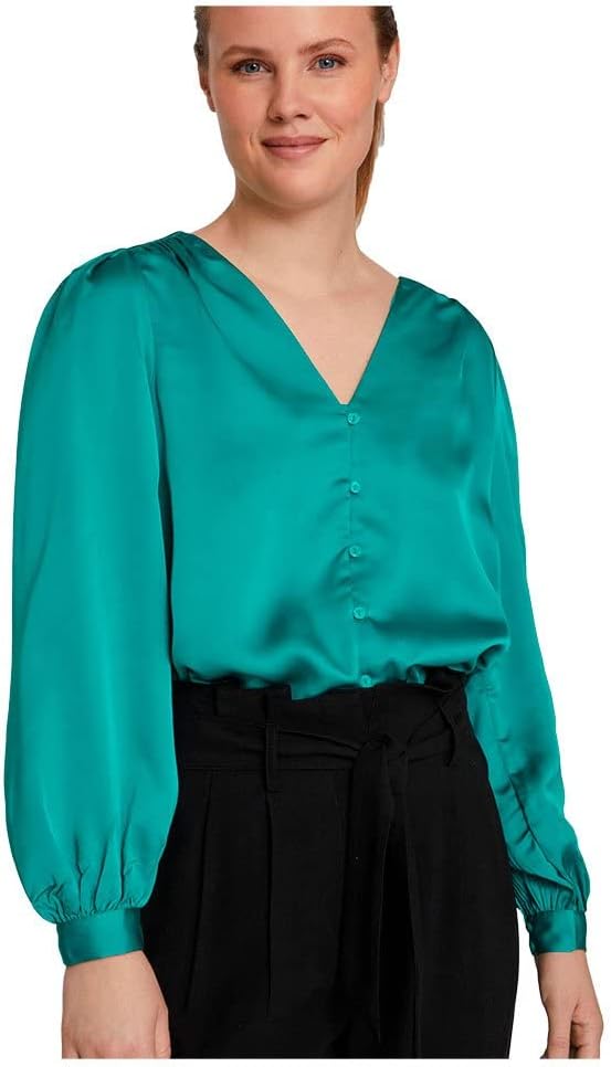 Vila Damen Viellette V-Neck L/S Shirt/Su-Noos Bluse 34 Alhambra, 34 Alhambra