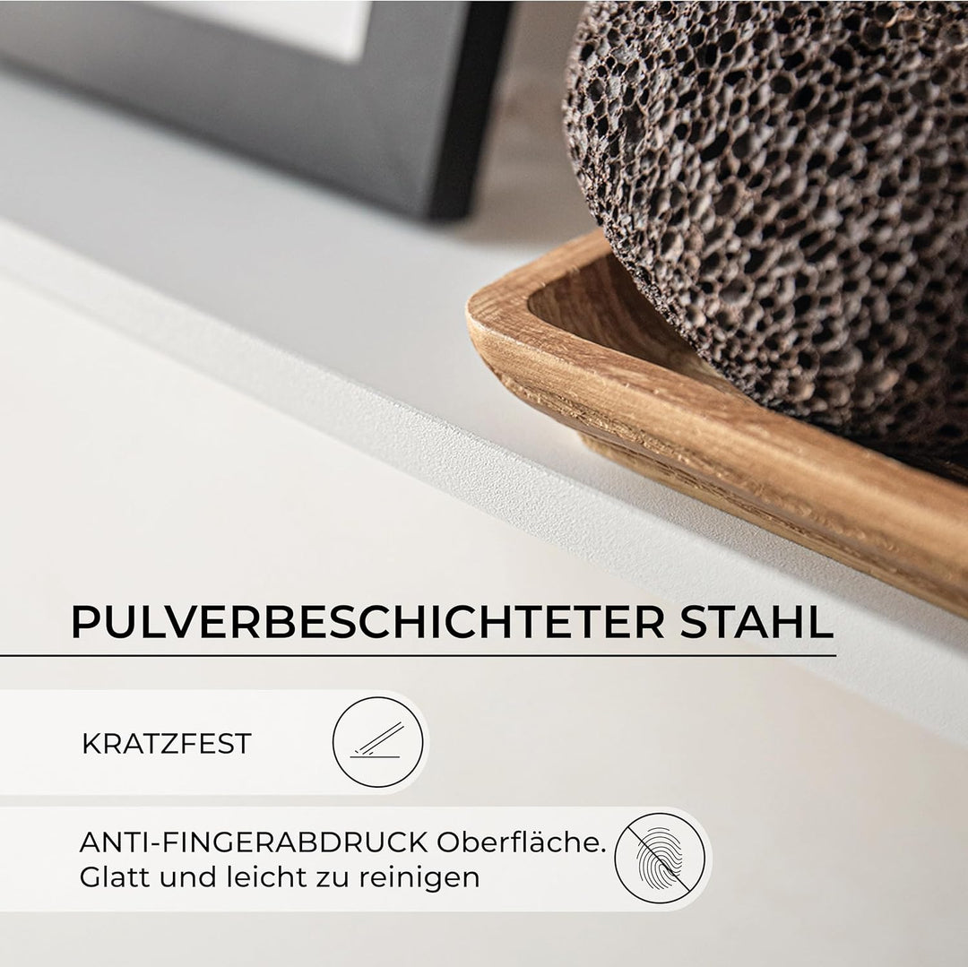 Wandregal Weiss Aus Metall | 2er Set Schweberegale Weiss 35x10 cm | Kleines Wandregal Küche | Badezi