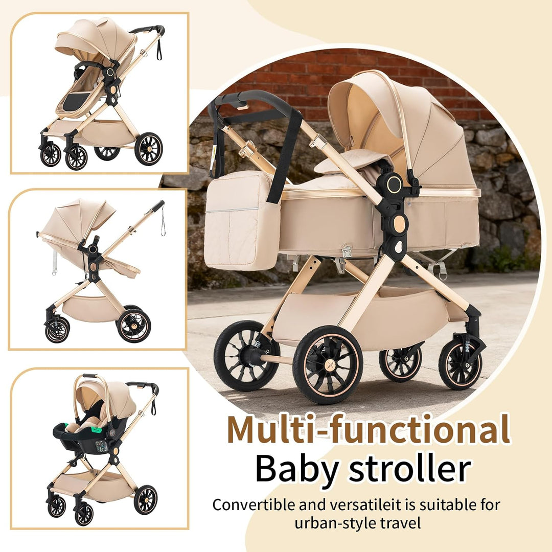 BEBBY Kinderwagen, Standard-Kinderwagen, Kinderwagen 3 in 1,Kinderwagen mit Faltbarem Tragbarem für