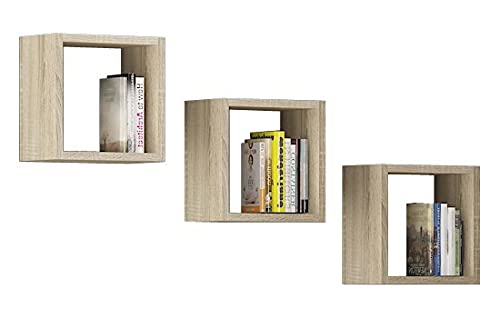 AKORD Wand-Regal K | Regalbrett 3er-Set quadratische | Ablagen 25x25 cm | für Bücher, Blumen | für W