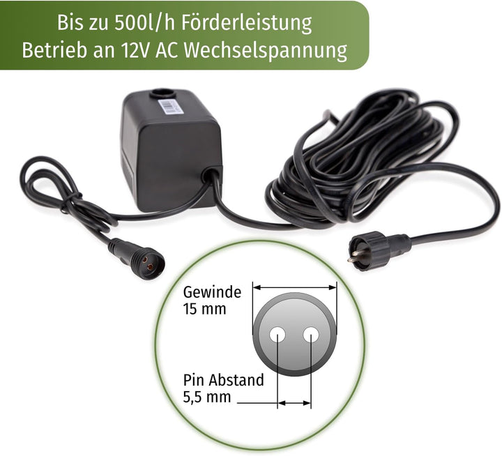 CLGarden Ersatzpumpe für Springbrunnen Pumpen Set SP1 Ersatz Pumpe 12V AC