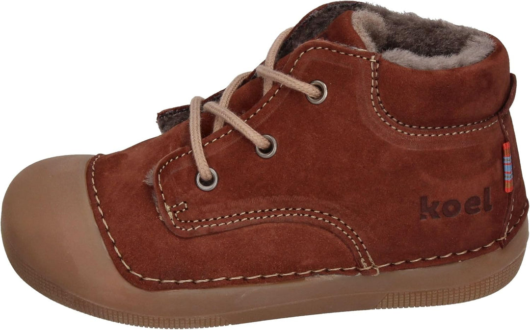 KOEL Barefoot Lauflernschuhe - AVA Bio Nubuk Lambswool Blue 19 EU Chocolate, 19 EU Chocolate