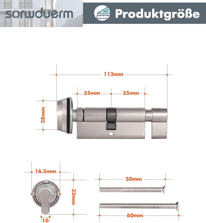 1P 70mm(35/35T) Silber Daumen Drehen Euro-Zylinder Tür Barrel Lock Anti-Bump Anti Drill hohe Sicherh