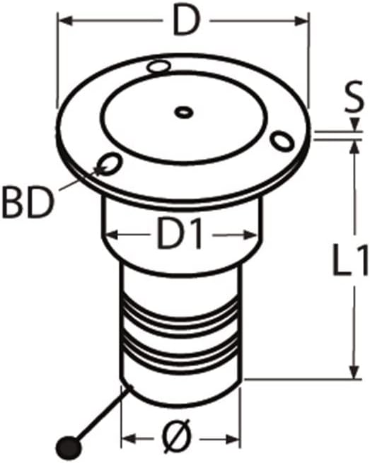 Yacht Steel Einfüllstutzen für Benzin, Pop Up mit Schloss, Edelstahl V4A, 38mm, 76mm, 45mm, 76mm