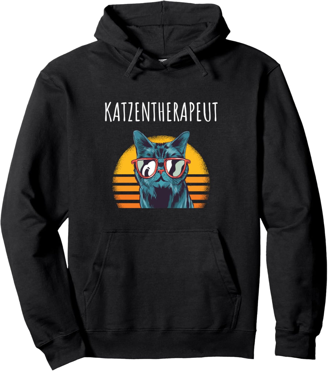 Katzentherapeut Retro Sunset Pullover Hoodie