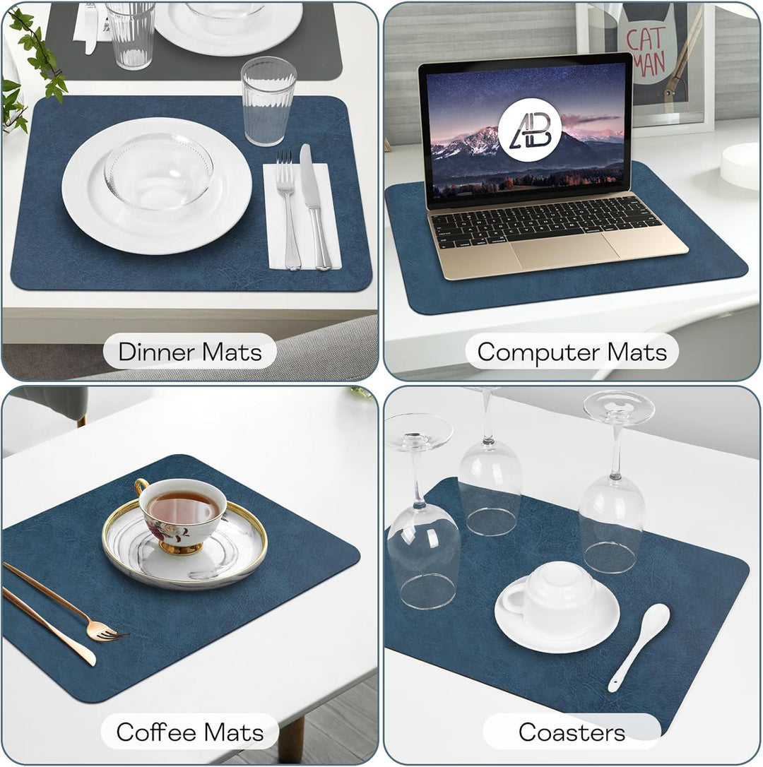 Platzsets 6er Set, rutschfest Abwaschbar Tischsets,Doppelseitigen Kunstleder Platzdeckchen, Hitzebes