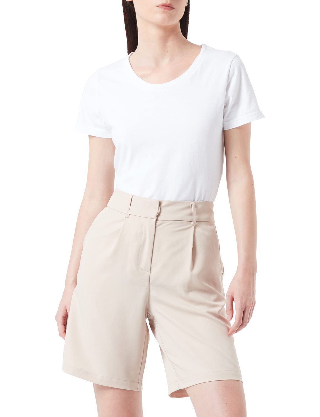 Vila Damen Vimarisa Hw Long Shorts 42 Cement, 42 Cement