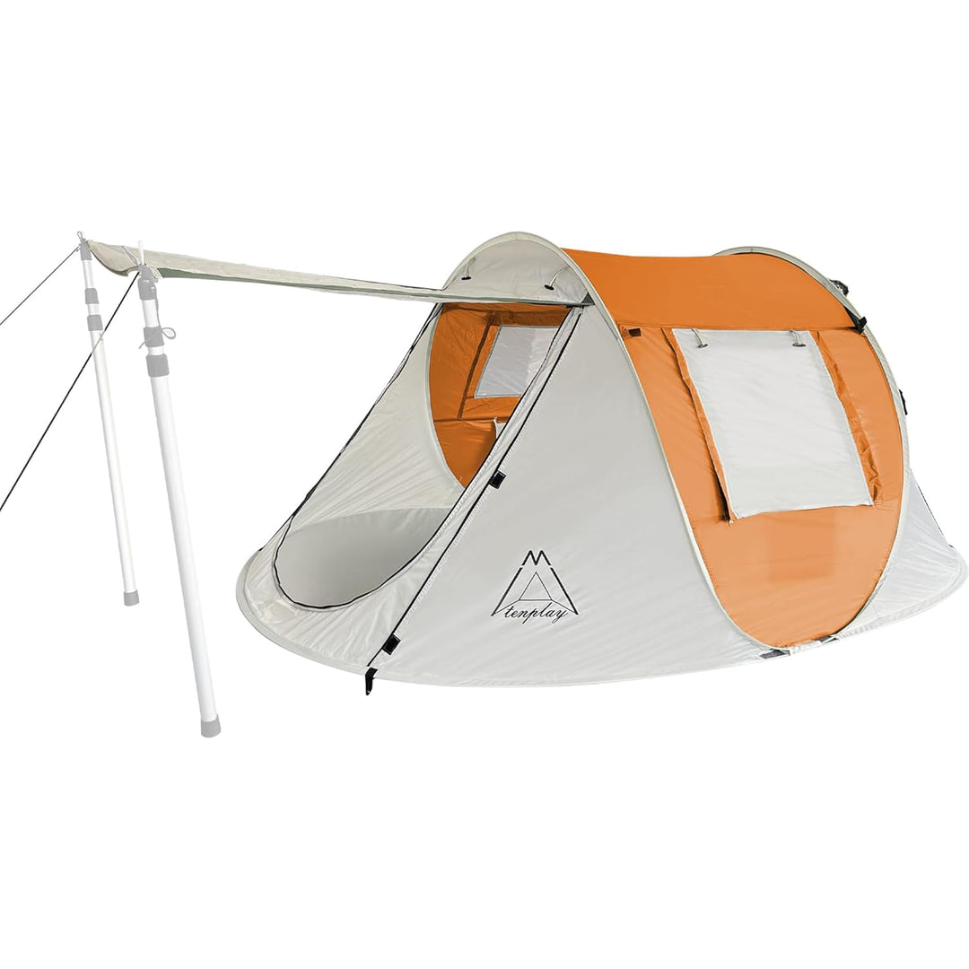 TENPLAY Pop-Up-Zelt für 2–4 Personen, PU2000 mm, wasserdicht und Winddicht, UV-Schutz, leicht und tr