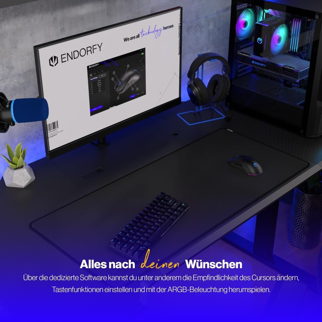 ENDORFY GEM Plus Wireless, Leichte kabellose Gaming-Maus (74 g), PixArt PAW3395 Sensor der Spitzenkl