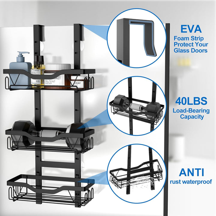 UUlioyer Duschablage zum Hängen, Duschregal ohne Bohren für Glastür, Shampoo Duschgel Halterung für