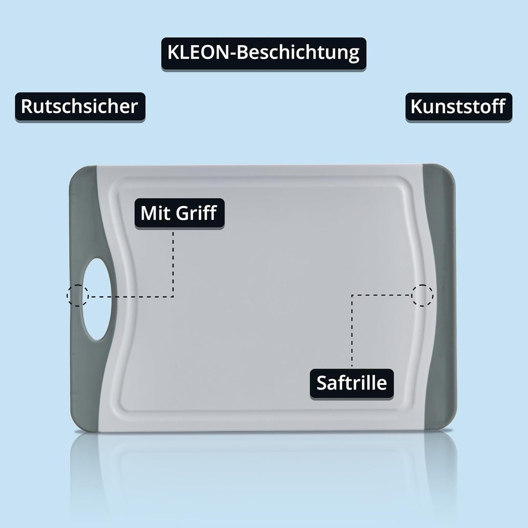 KHG Schneidebrett aus Kunststoff Grau-Weiss - 37 x 25 x 0,8 cm - Grosses Messerbrett, Küchenbrett ru