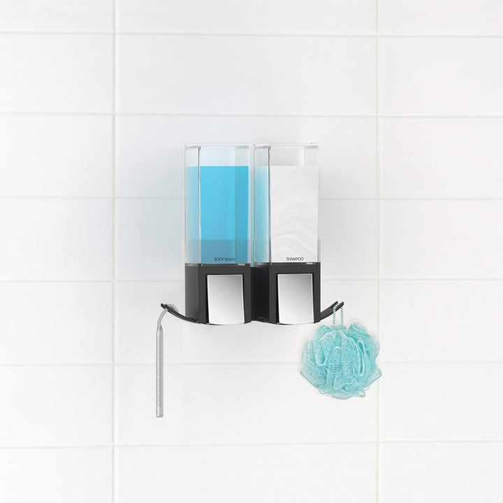 Better Living Products 77284 Clever Seifenspender und Dusche, Doppelspender, Schwarz/Chrom Schwarz /