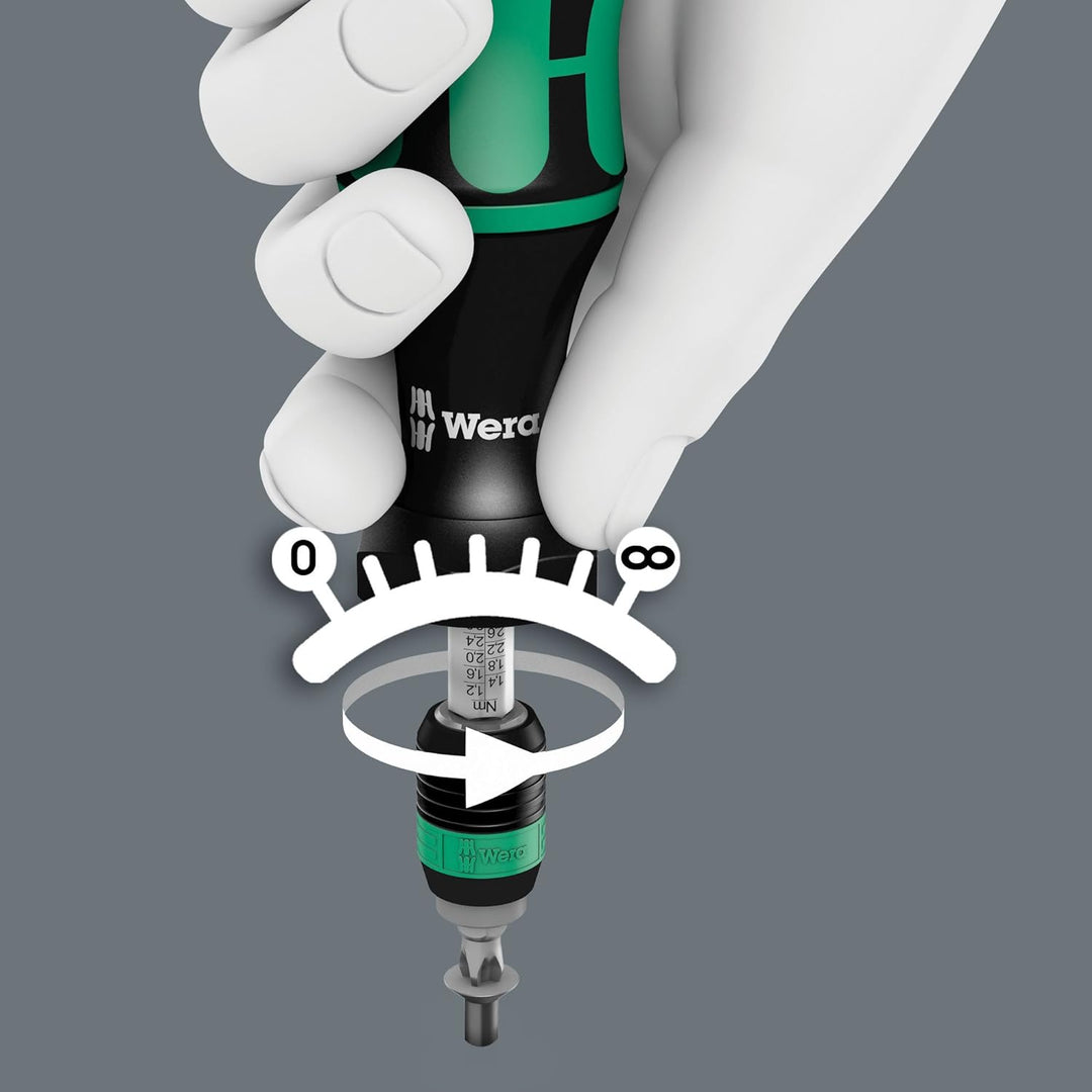 Wera 7441 Kraftform einstellbare Drehmomentschraubendreher mit Rapidaptor Schnellwechselfutter, 1/4