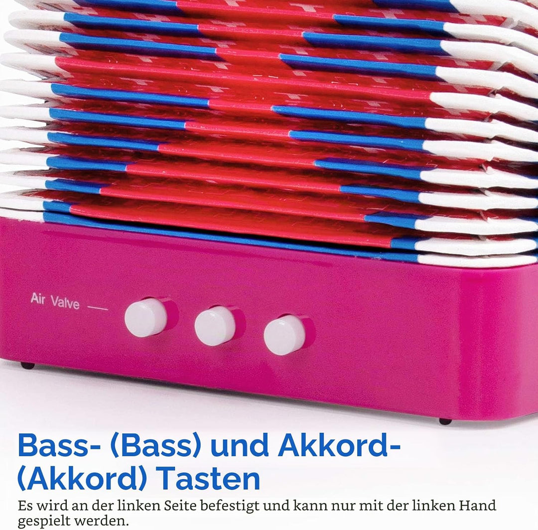 Akkordeon,Horse Akkordeon 10 Tasten Musikinstrumente Leicht und Umweltfreundlich (Rosarot) Rosarot-1