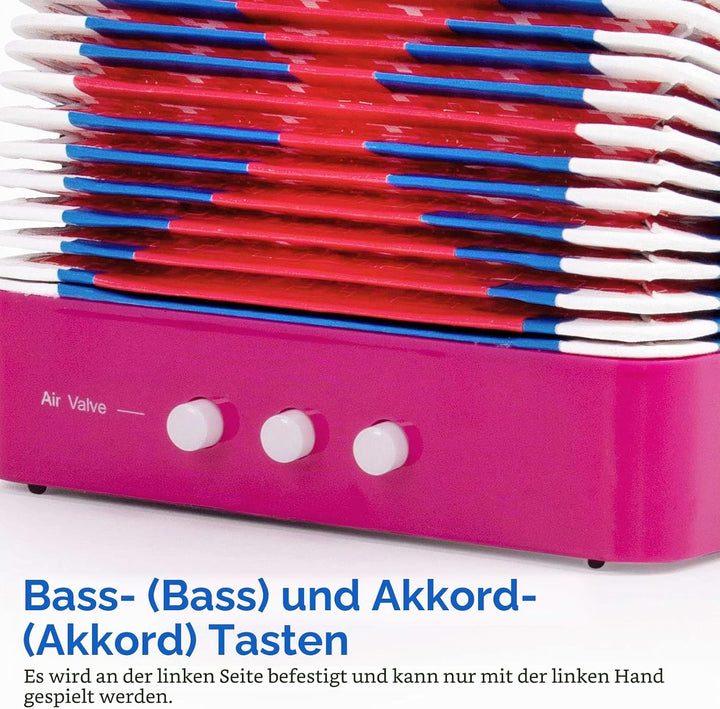 Akkordeon,Horse Akkordeon 10 Tasten Musikinstrumente Leicht und Umweltfreundlich (Rosarot) Rosarot-1