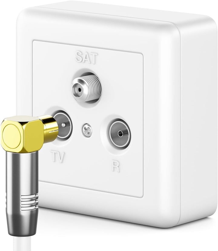 deleyCON 15m TV Antennenkabel HDTV Full HD - 2x gewinkelt - Koaxialkabel - TV-Stecker (90° Grad) zu