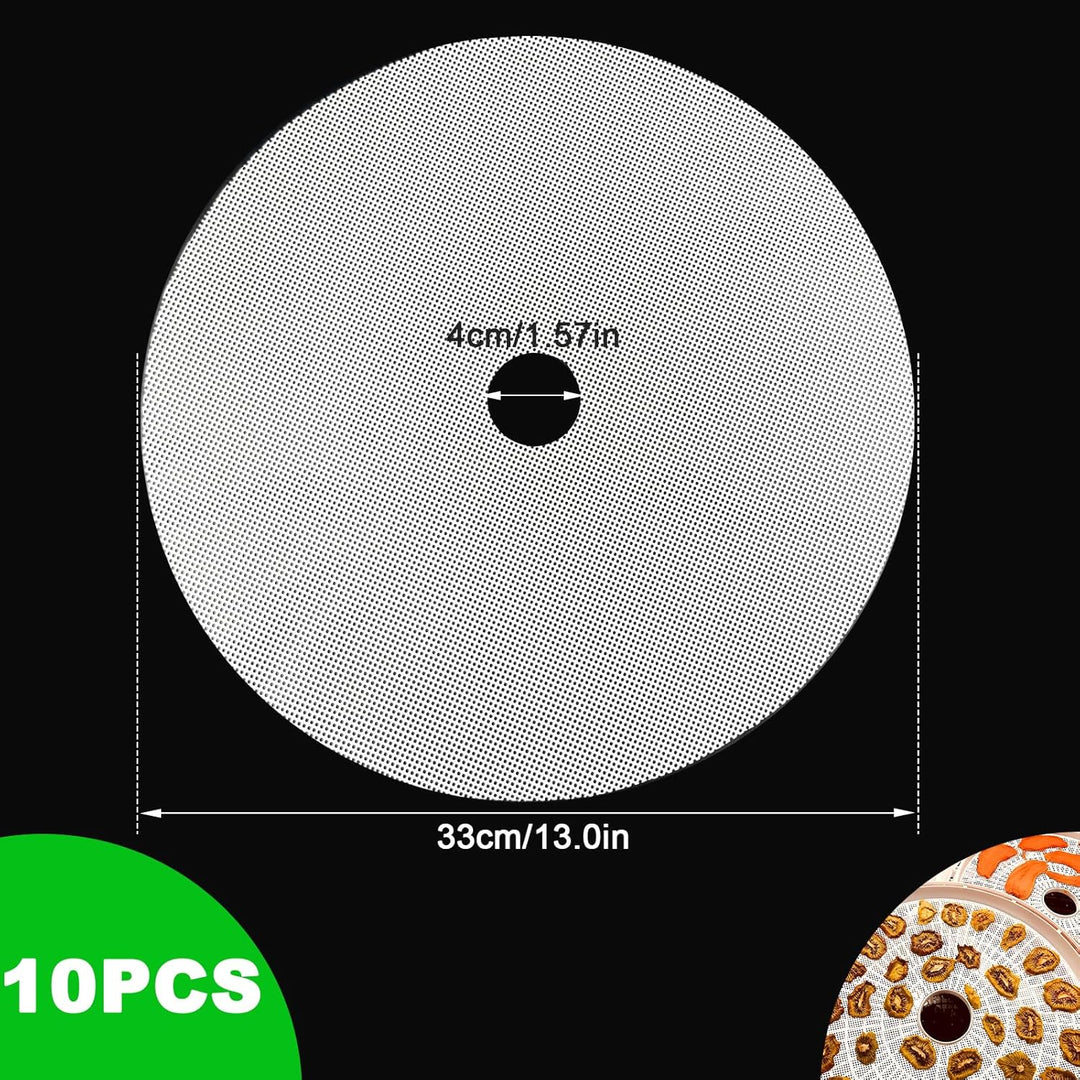 10 Stück Silikon Dehydrator Blätter, Runde Dehydrator Matten mit 1 Stück Küchenzange für Trocknen Vo