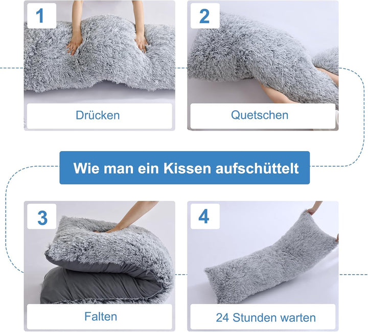 Memory Foam Seitenschläferkissen für Erwachsene – 2,65KG Ganzkörperkissen mit Plüsch Abnehmbarem Bez