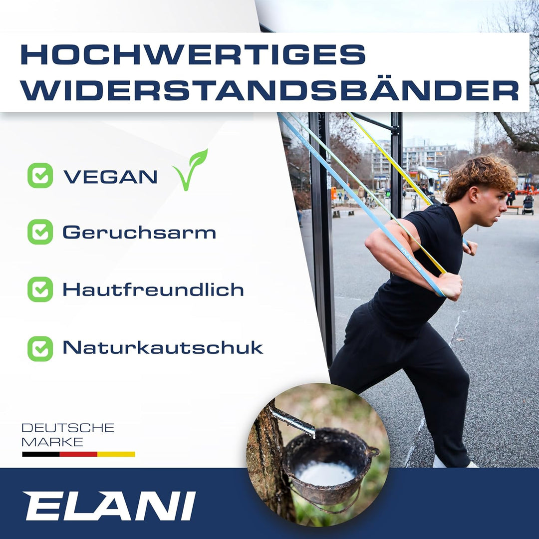 ELANI Resistance Bands - zweifarbig mit Widerstandslinien + Workoutplan & Eco-Verpackung - Widerstan