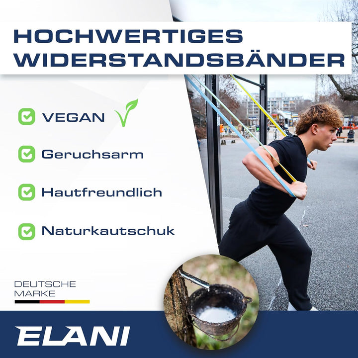 ELANI Resistance Bands - zweifarbig mit Widerstandslinien + Workoutplan & Eco-Verpackung - Widerstan