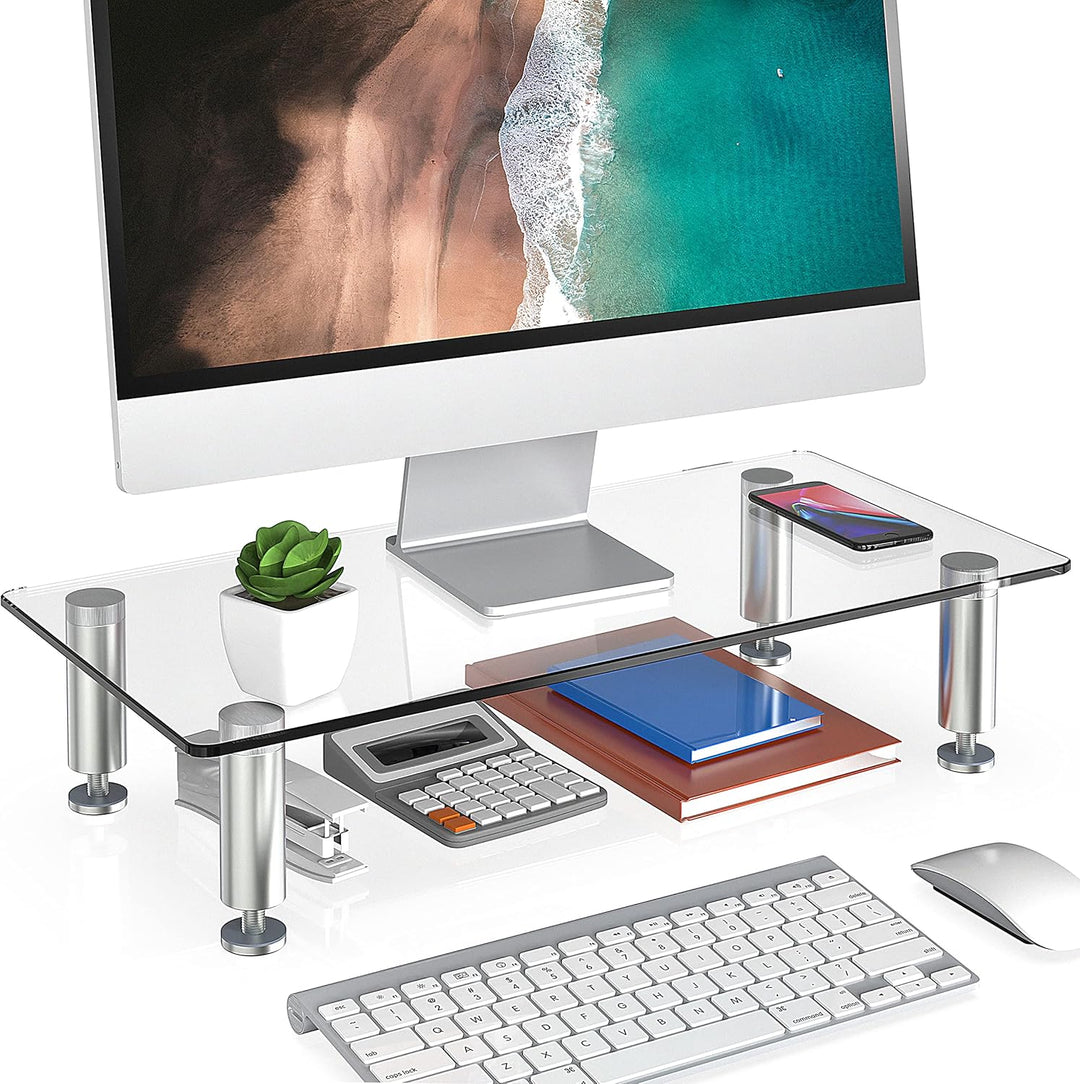 FITUEYES Transparenter Monitorständer, 38,5 cm Höhenverstellbarer Computermonitorständer für Laptop,