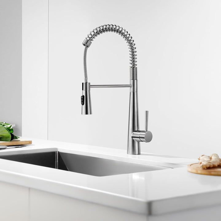 CECIPA Wasserhahn Küche Hochdruck, Küchenarmatur mit Herunterziehen Brause Ausziehbar, Mischbatterie