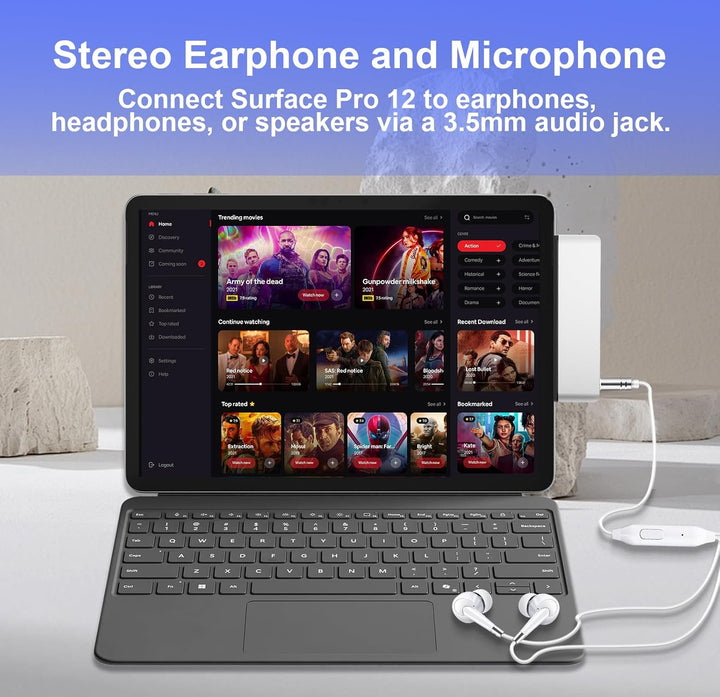 Surface Pro 12 Zubehör Dockingstation, USB-Hub und Adapter mit 4K HDMI, USB-C Thunderbolt 4 (Display