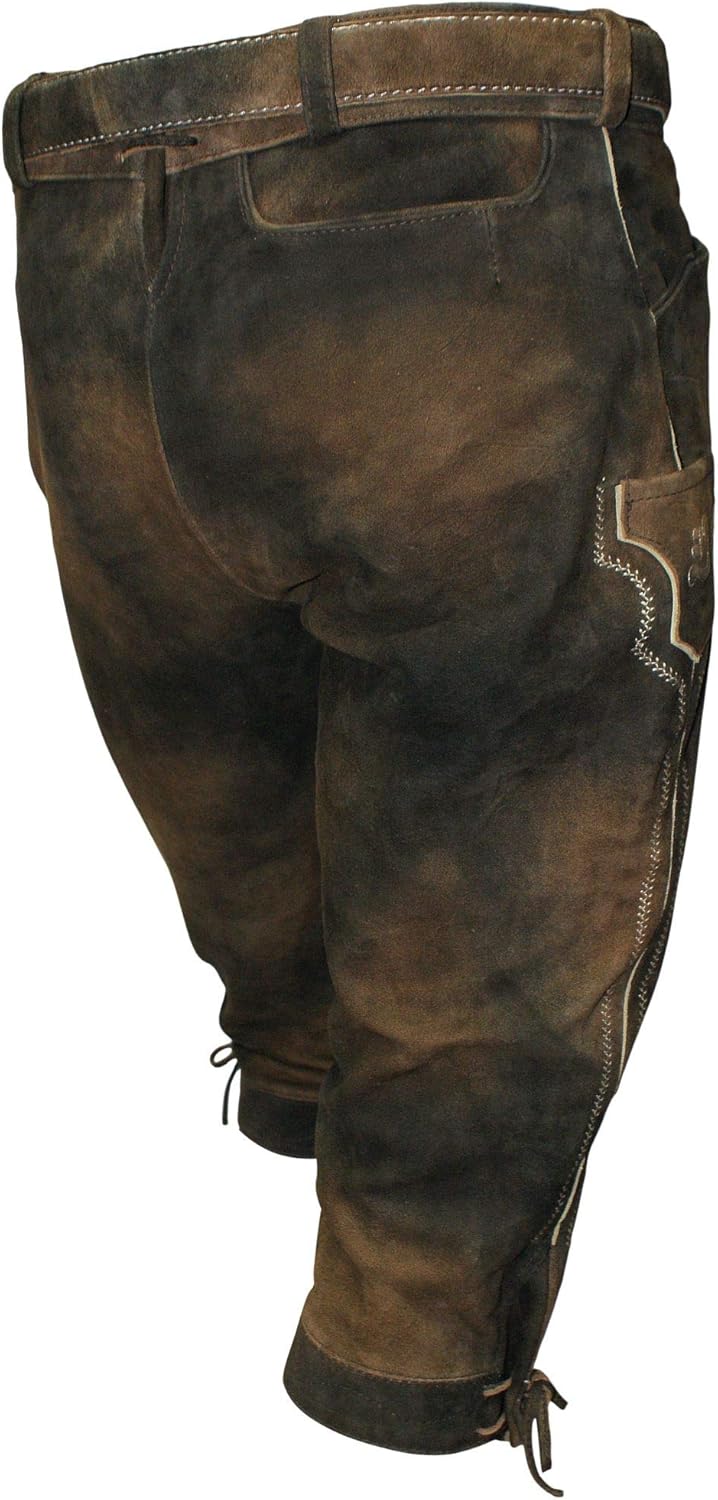 Lederhose Kniebundhose Leder braun Antik-Patina Trachtenlederhose Herren Zipp Knickerbocker Reissver