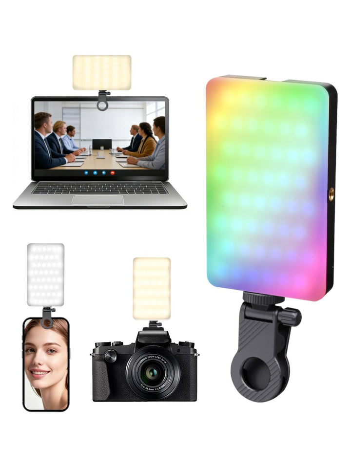 LED Selfie Licht & Handylicht mit Clip – Wiederaufladbares Videolicht 1800mAh für Laptop, TikTok & V